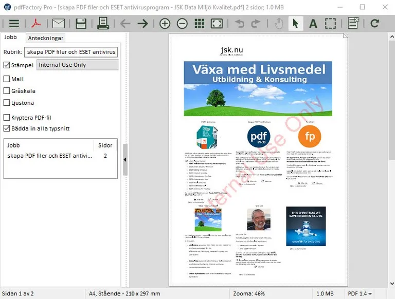 pdfFactory fönster för att skapa PDF
